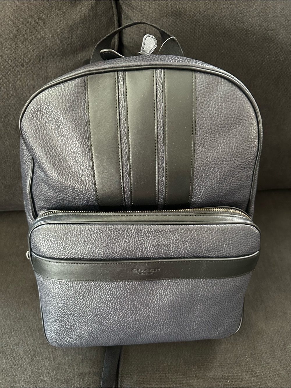 Coach Men's Navy Leather Backpack - Coach